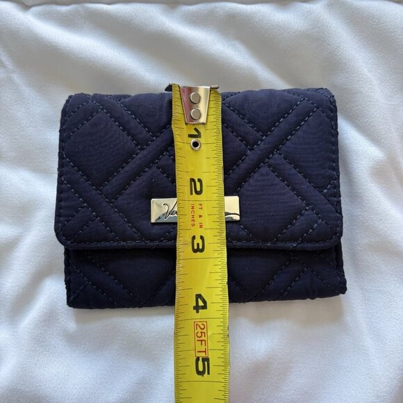 Vera Bradley Womens Navy Blue Quilted Tri-Fold Small Wallet 5x4 - Picture 3 of 9
